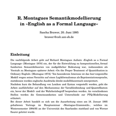 Montague’s Semantic Model in “English as a Formal Language”