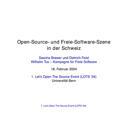 The Open-Source and Free-Software Scene in Switzerland