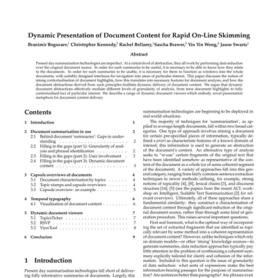 Dynamic Presentation of Document Content for Rapid On-Line Skimming